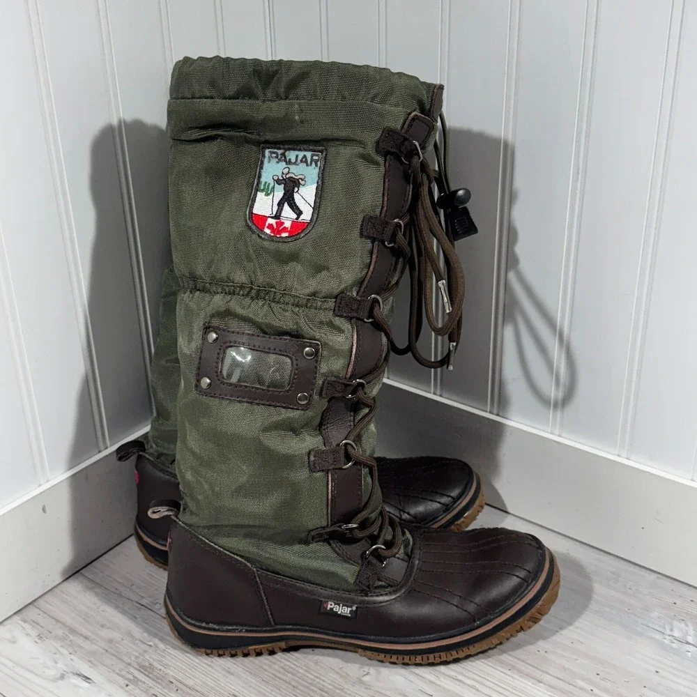 Pajar Canada Women's Snow Boots WATER PROOF Sherpa Lined Lace Up Toggle 6-6.5 US